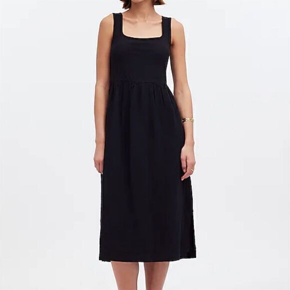 Nwt Madewell Women's Black Knit Tank Midi Dress Xxs Slip On Casual Basic